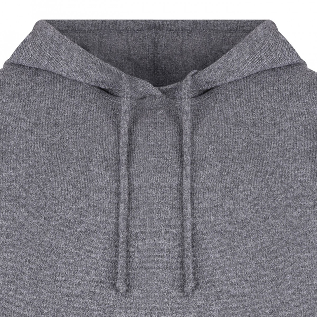 Medium Grey Knitted Drawstring Hoodie