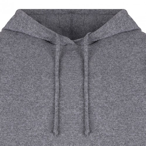 Medium Grey Knitted Drawstring Hoodie