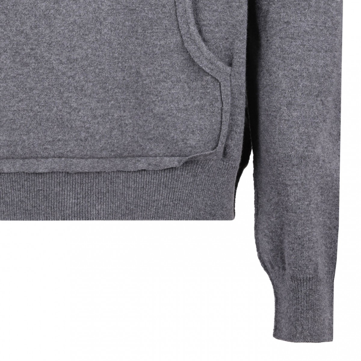 Medium Grey Knitted Drawstring Hoodie
