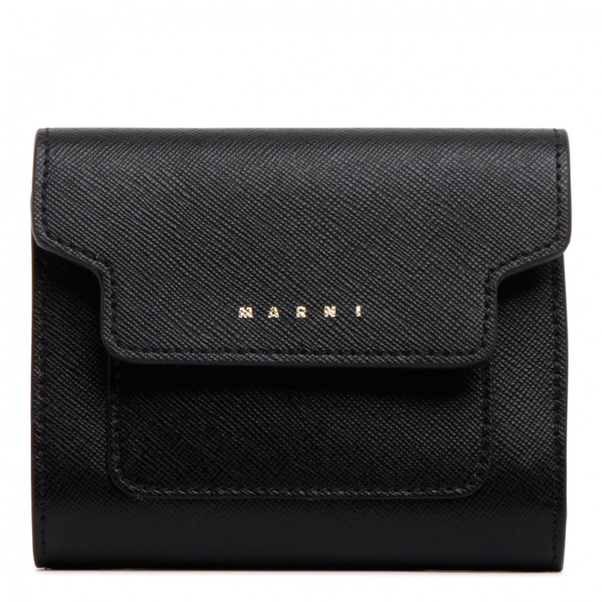 Black Saffiano Leather Flat Wallet