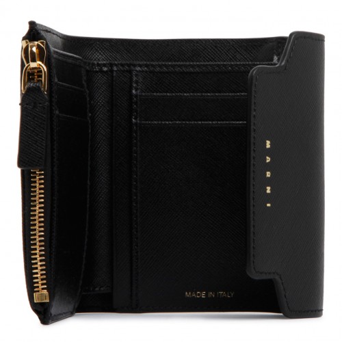 Black Saffiano Leather Flat Wallet 2
