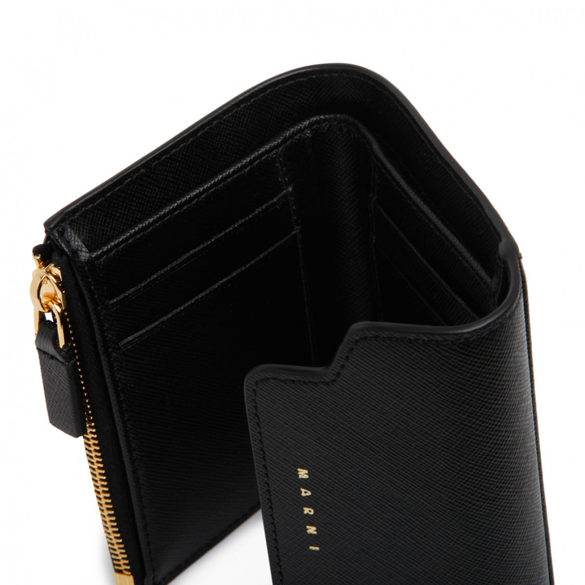Black Saffiano Leather Flat Wallet