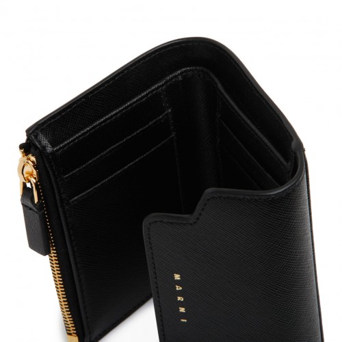 Black Saffiano Leather Flat Wallet