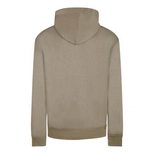 Khaki and Ecru Drawstring Hoodie