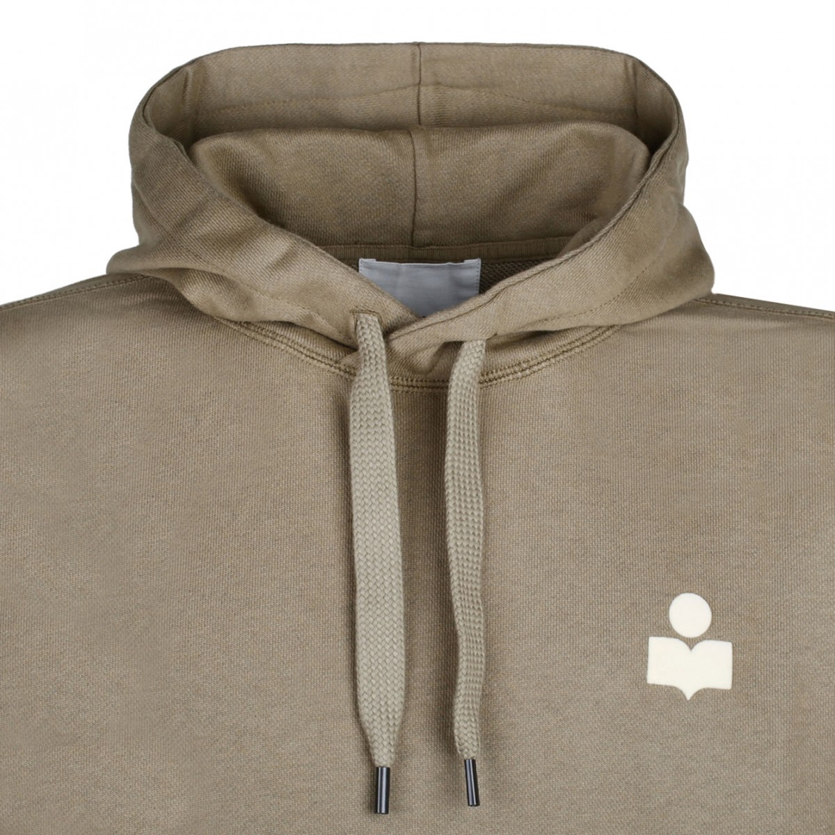 Khaki and Ecru Drawstring Hoodie