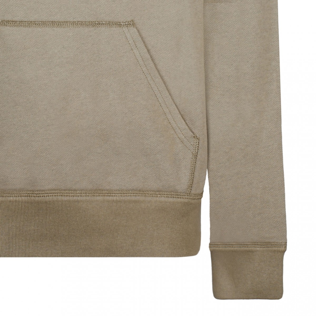 Khaki and Ecru Drawstring Hoodie