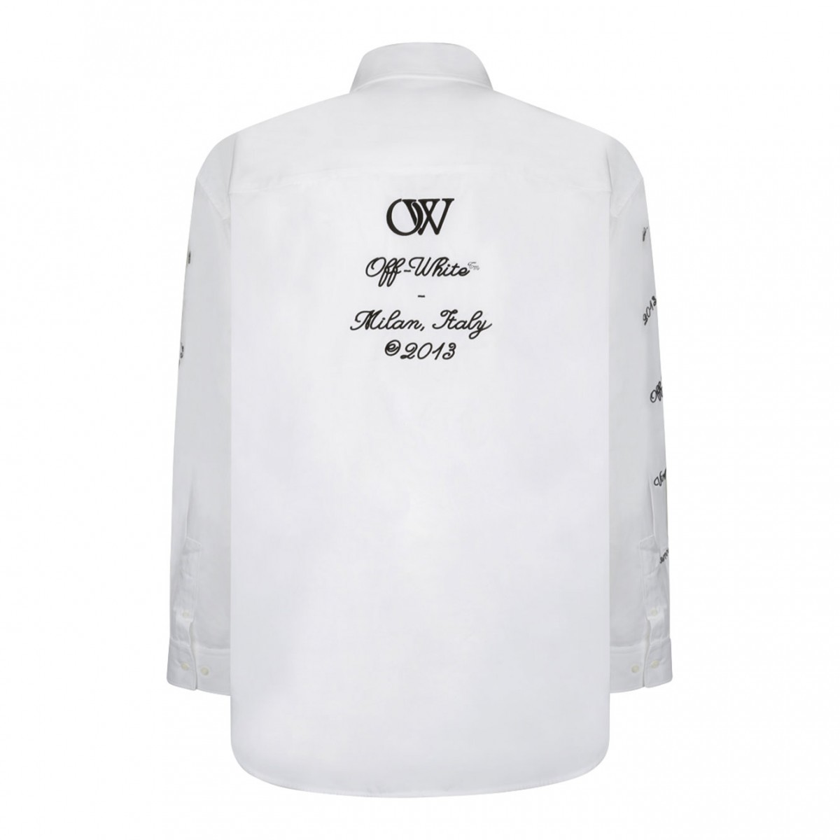 White and Black Logo Embroidered Shirt
