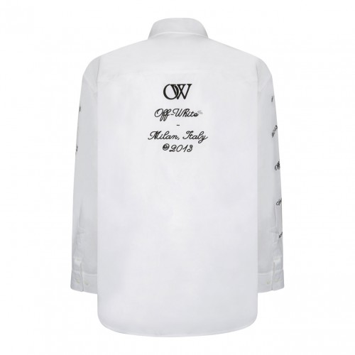 White and Black Logo Embroidered Shirt