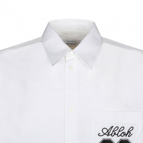 White and Black Logo Embroidered Shirt