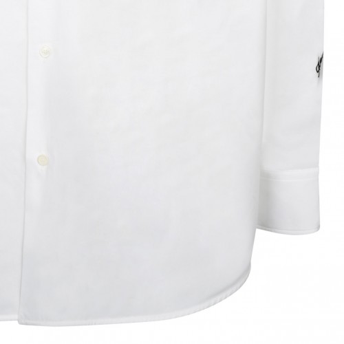 White and Black Logo Embroidered Shirt