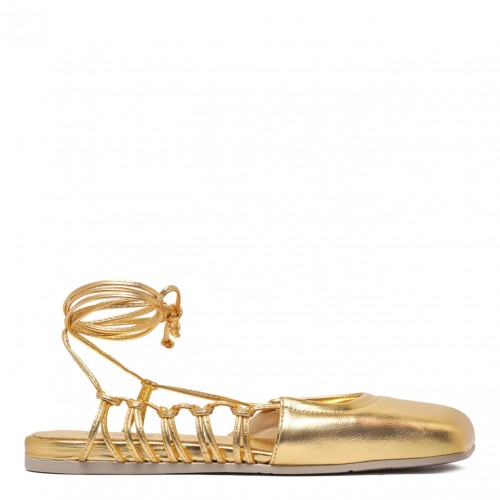 Gold Leather Ballet Flats