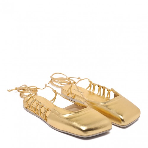 Gold Leather Ballet Flats 2
