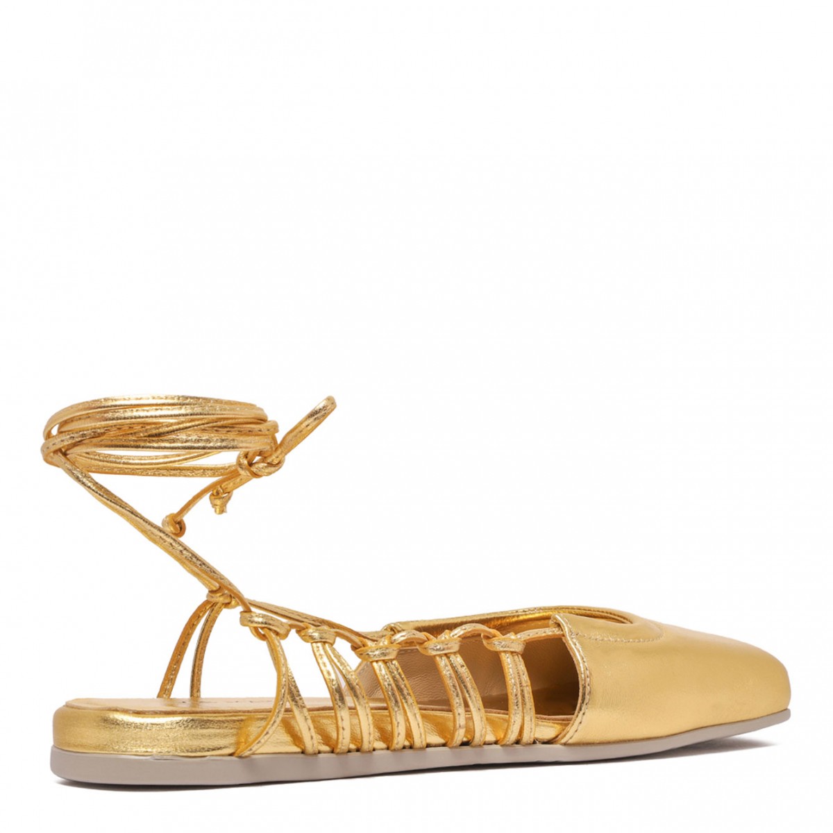 Gold Leather Ballet Flats