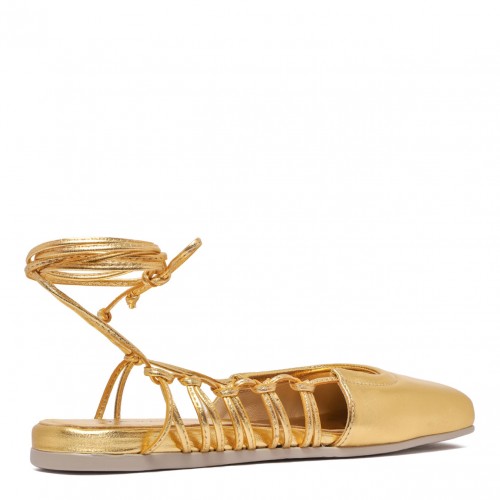 Gold Leather Ballet Flats