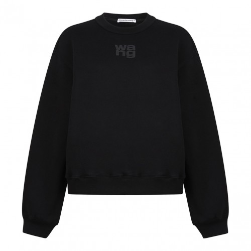 Black Logo-Embossed Cotton Sweatshirt