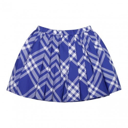 Royal Blue and White Checked Miniskirt