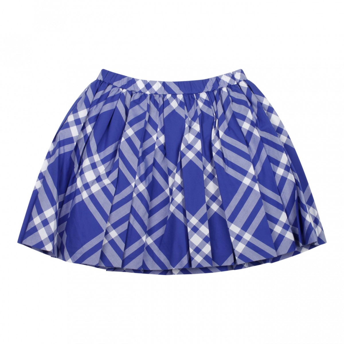 Royal Blue and White Checked Miniskirt