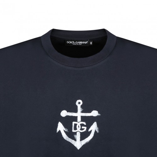 Dark Blue Navy Print T-Shirt
