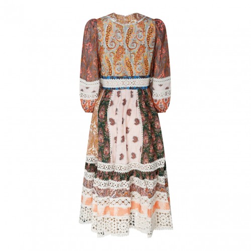 Multicolor Linen Devi Printed Midi Dress