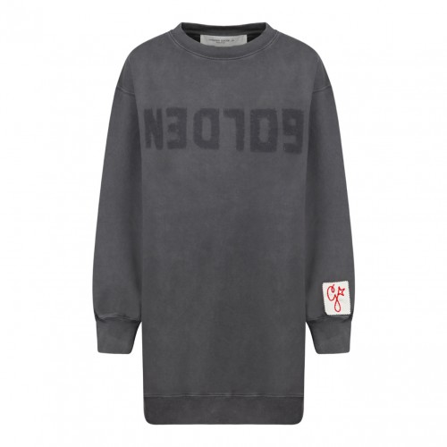 Anthracite Cotton Logo Print Jumper Dress