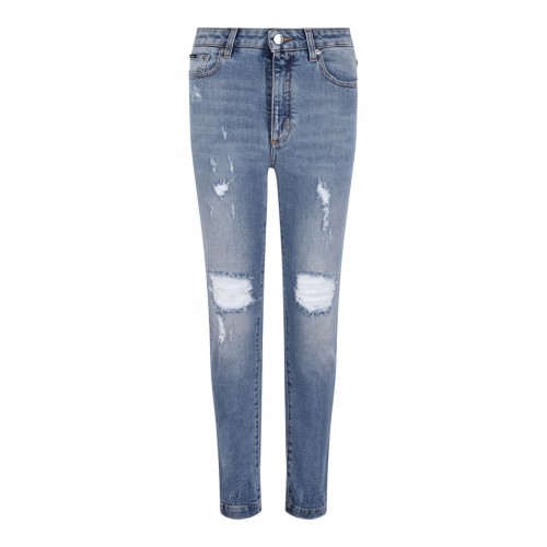 Stretch Denim Audrey Jeans With Rips