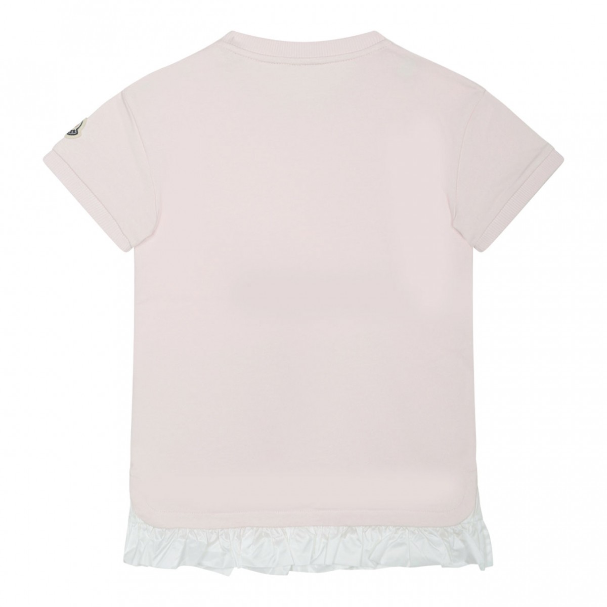 Pink Jersey Dress With White Ruffle Hem