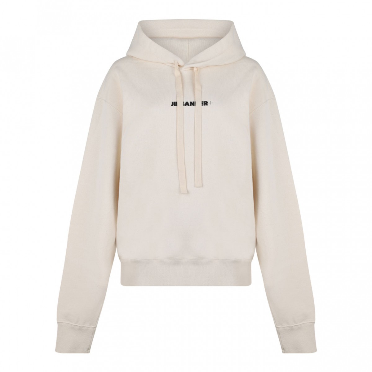 Cream White Logo Print Hoodie