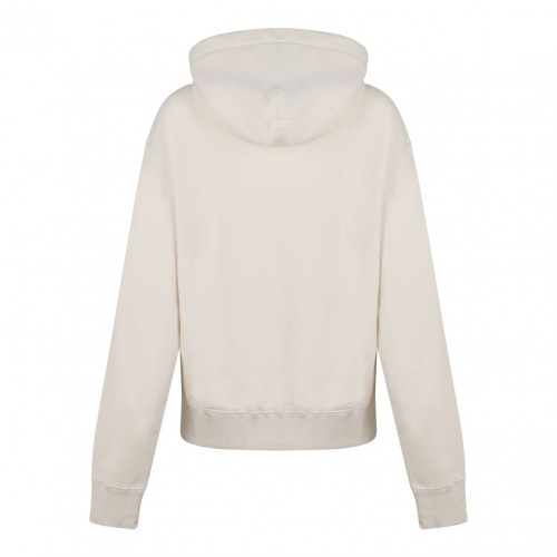 Cream White Logo Print Hoodie