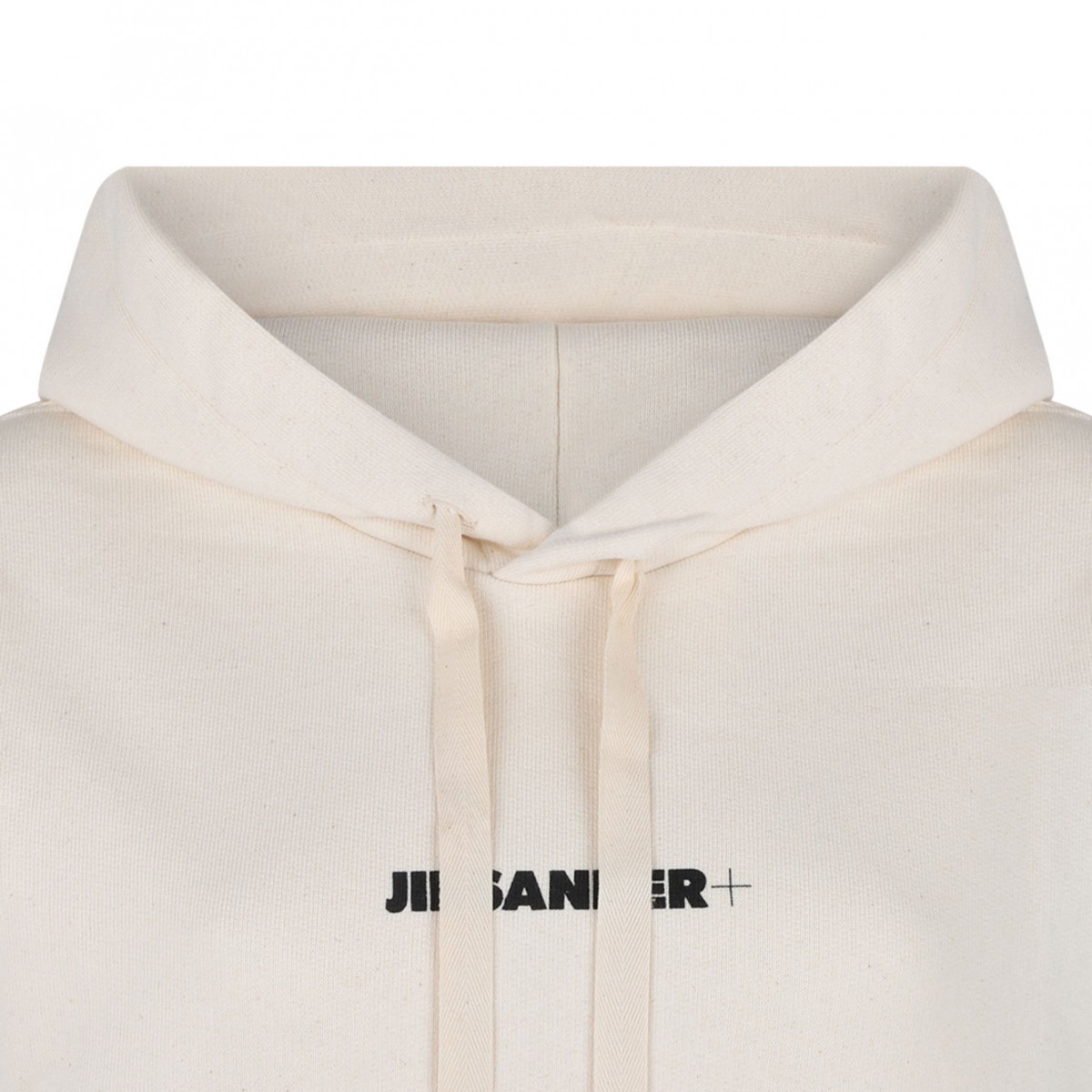 Cream White Logo Print Hoodie