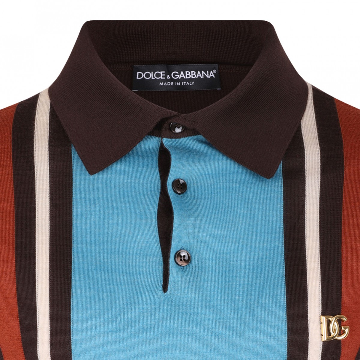Brown and Blue Cotton-Jacquard Pique Polo Shirt