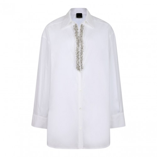 White Rhinestone-Embellished Shirt