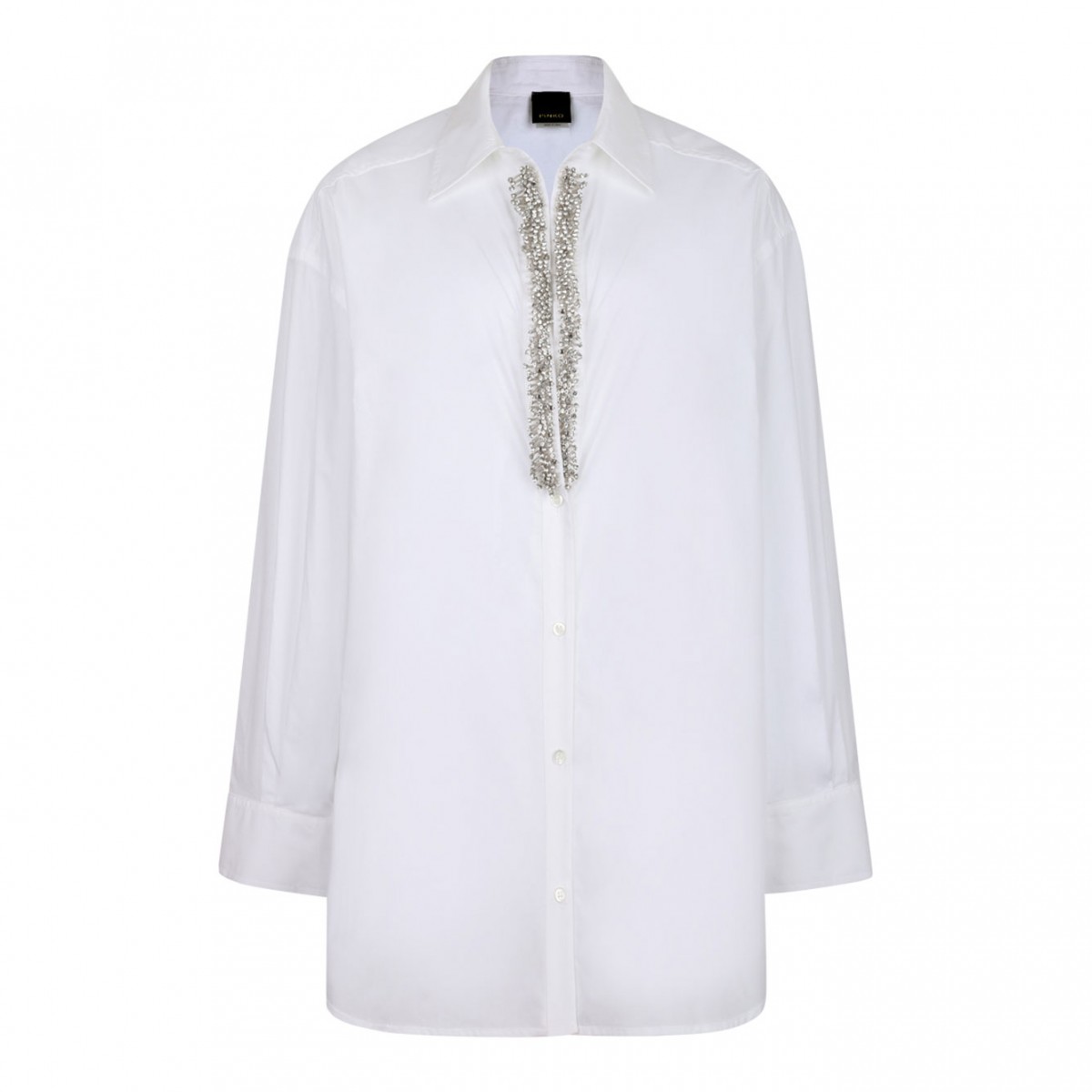 White Rhinestone-Embellished Shirt