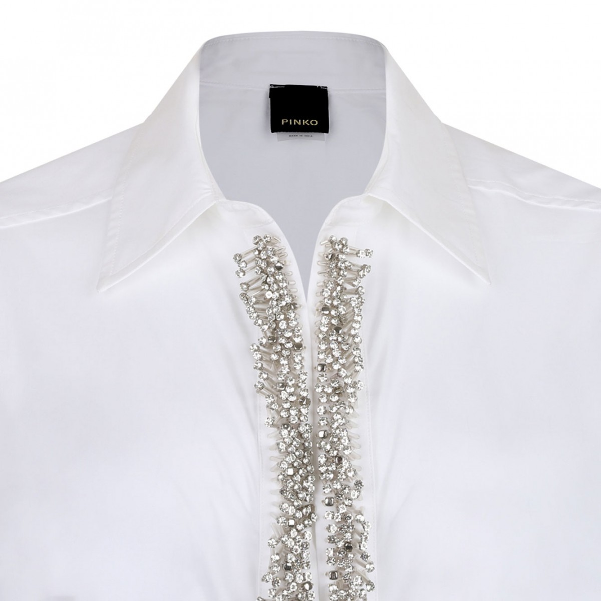 White Rhinestone-Embellished Shirt