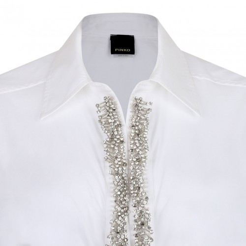 White Rhinestone-Embellished Shirt