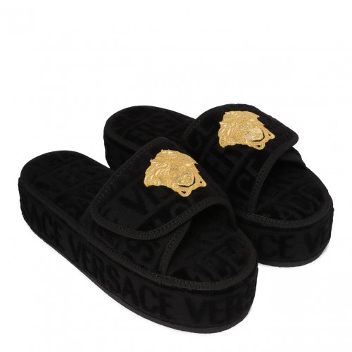 Black I Heart Barroque Slippers 2