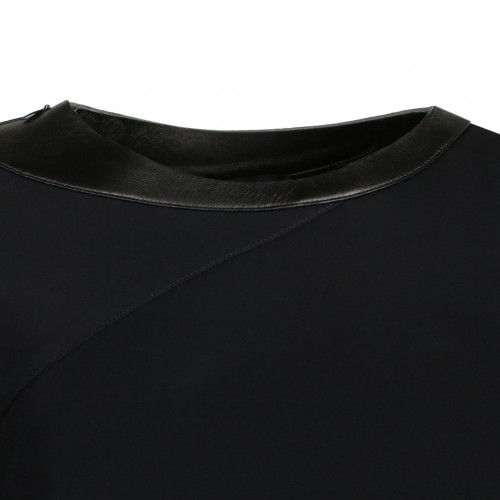 Black Leather Cut Out Long Sleeved Dress