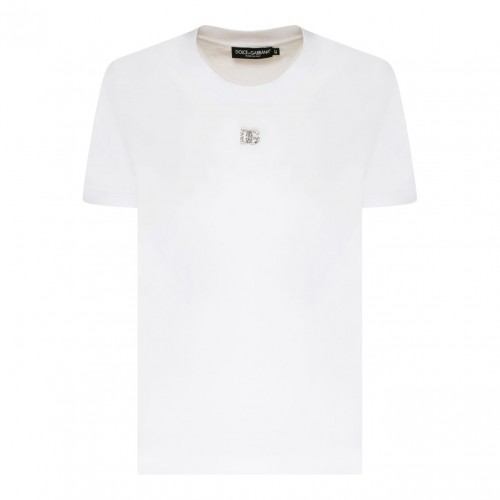 White Crystal Embellished T-Shirt