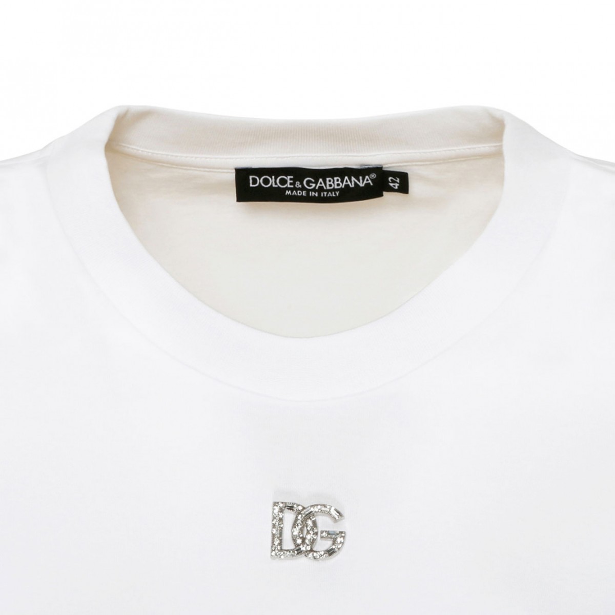 White Crystal Embellished T-Shirt