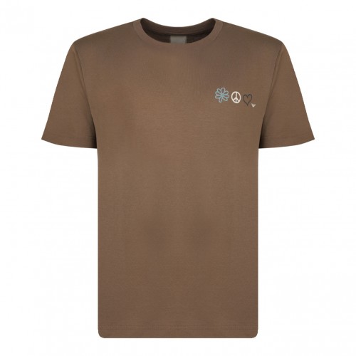 Brown Shitake Flower Peace T-Shirt