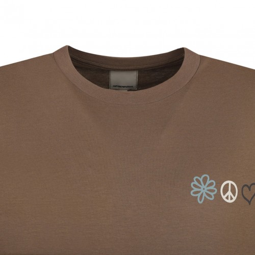 Brown Shitake Flower Peace T-Shirt