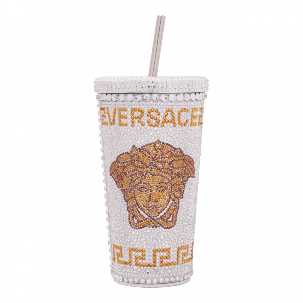 White Travel Cup With Medusa Crystals