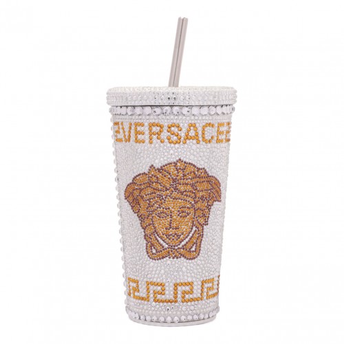 White Travel Cup With Medusa Crystals