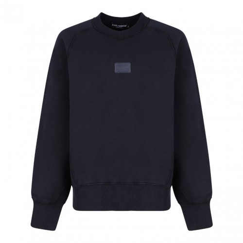 Midnight Blue Logo-Plaque Sweatshirt