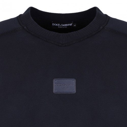 Midnight Blue Logo-Plaque Sweatshirt