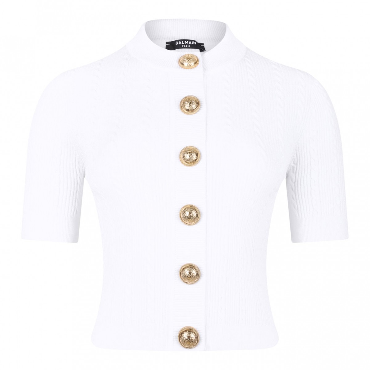 White Knit Button-Up Top