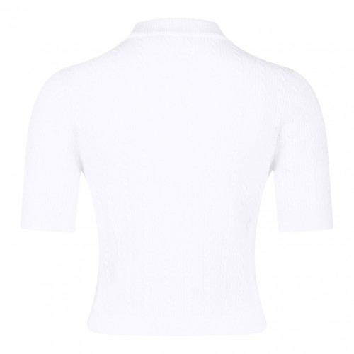 White Knit Button-Up Top 2