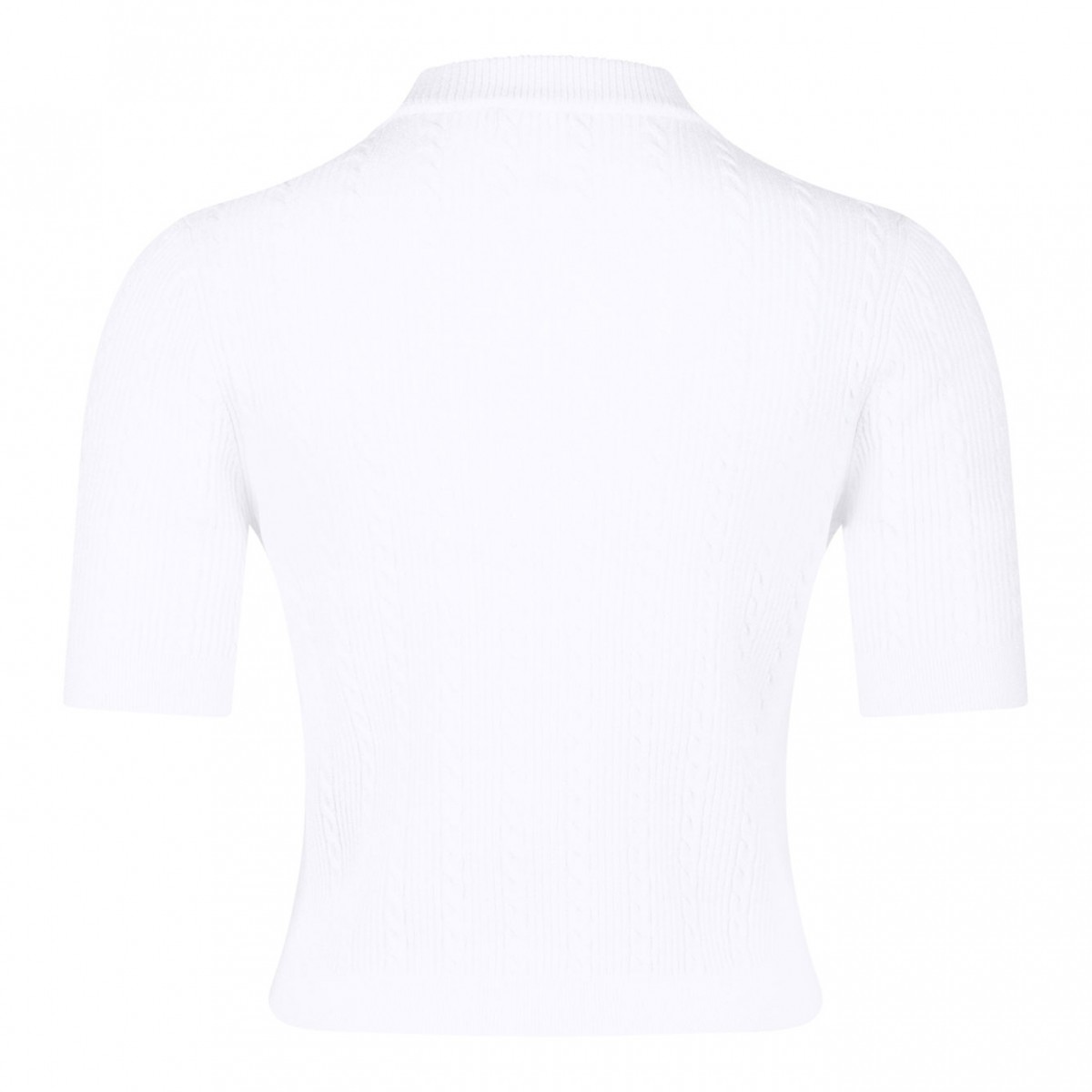 White Knit Button-Up Top