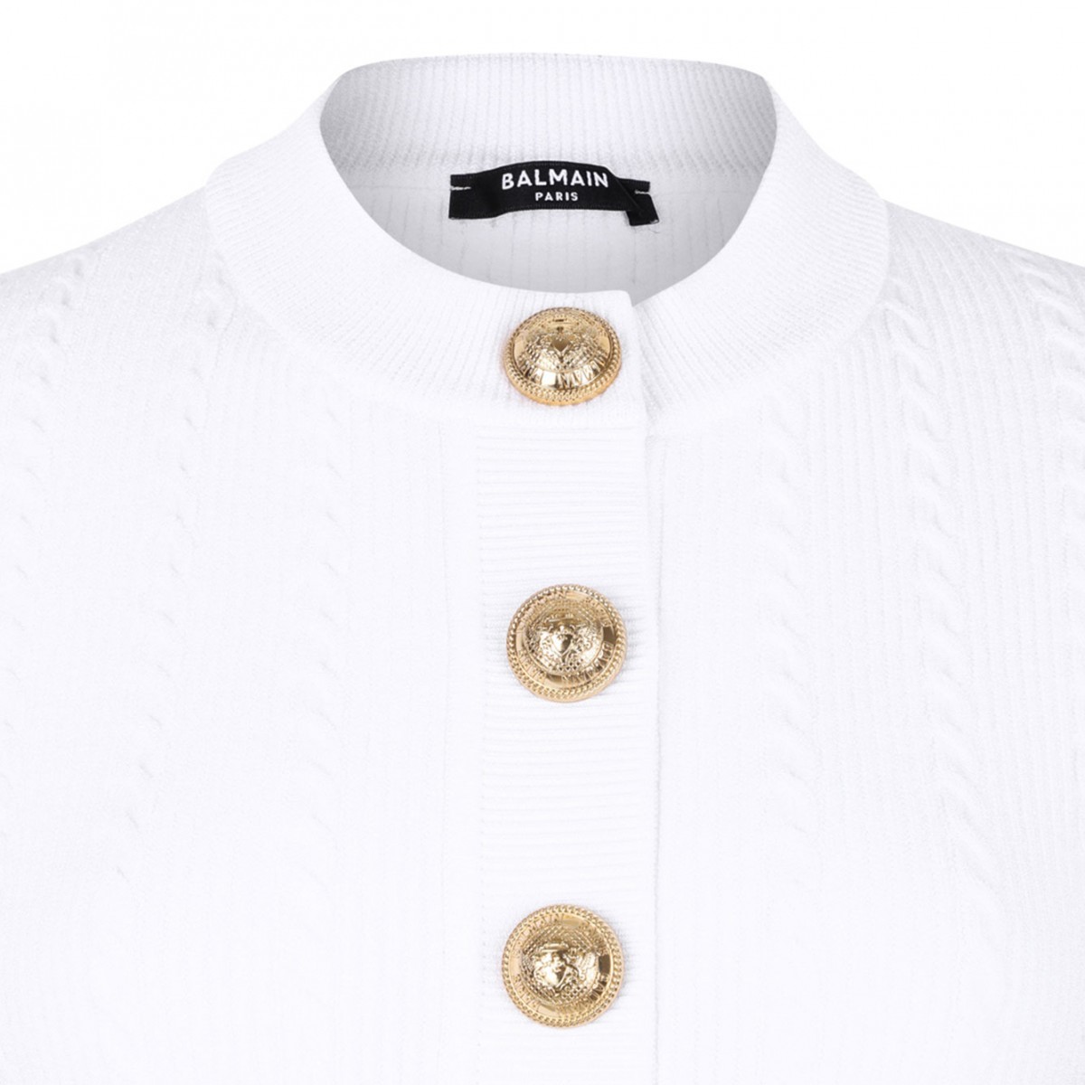 White Knit Button-Up Top