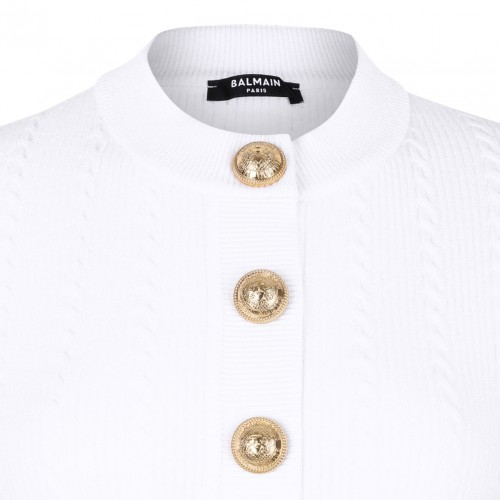 White Knit Button-Up Top