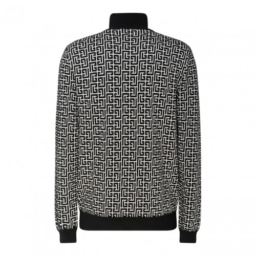 Navy Blue and Off White Monogram Print Jumper